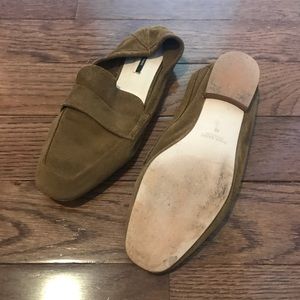 Olive Green Zara Faux Suede Loafers